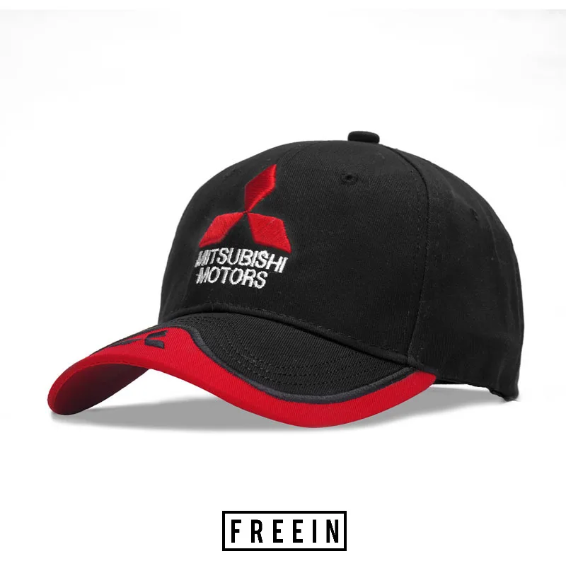 

FREEIN 3D Embroidered Mitsubishi Hat Cap Car Logo MOTO GP Racing F1 Baseball Caps Hat Adjustable Casual Trucket Hats Wholesale