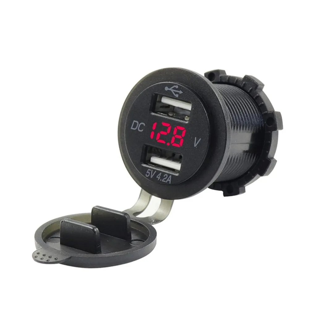 12 V/24 V автомобиль 4.2A Dual USB розетка Напряжение вольт метр судовая Панель Универсальный Мощность разъем