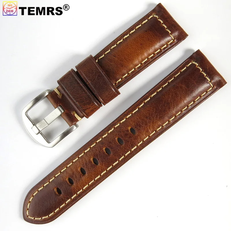 Vintage Watchband Genuine Leather Band 18mm 20mm 22mm 24mm 26mm Brown Black Watch Bracelet 20 22 24 Cowhide Leather Straps Belts