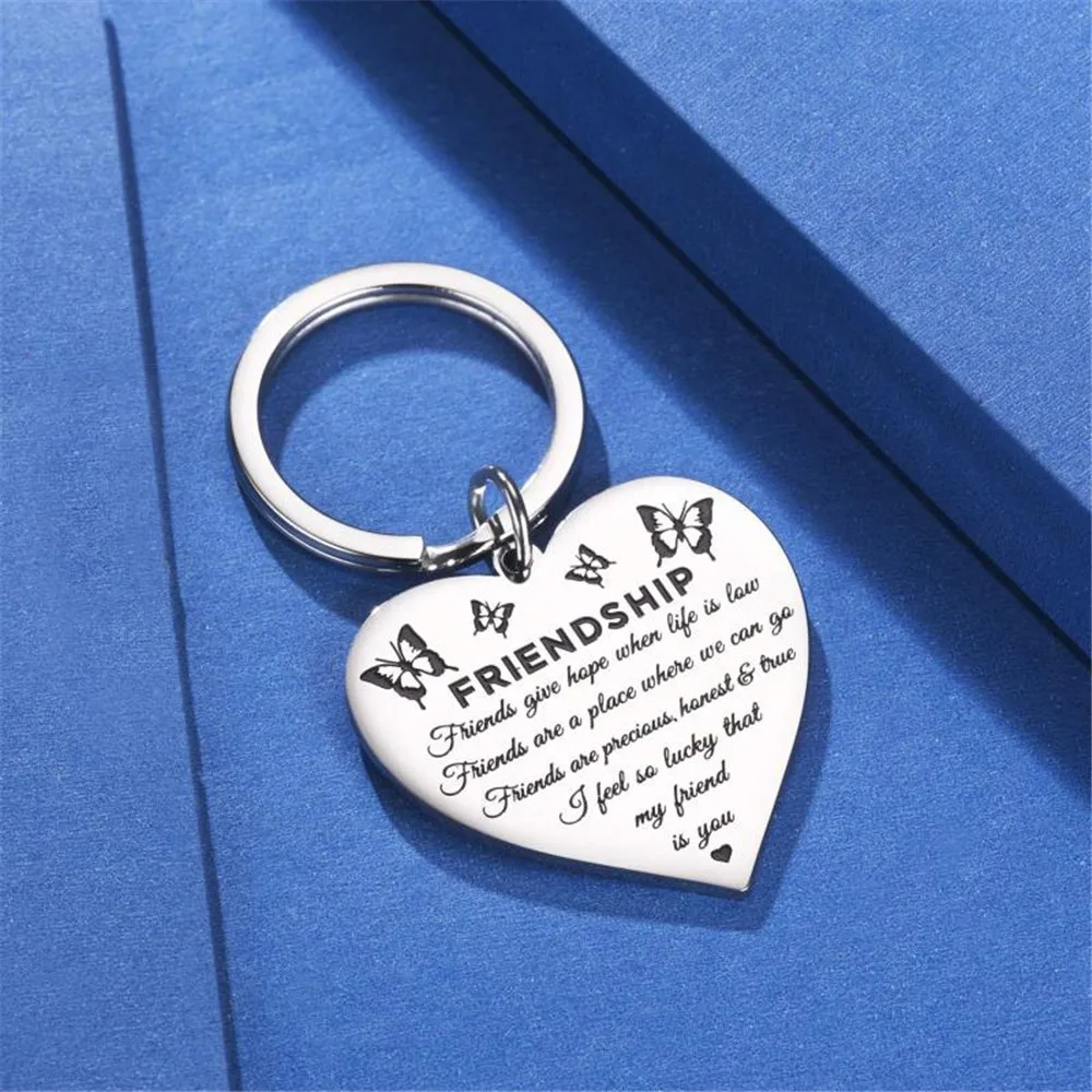 Брелок для ключей из нержавеющей стали с изображением бабочки сердец | Украшения