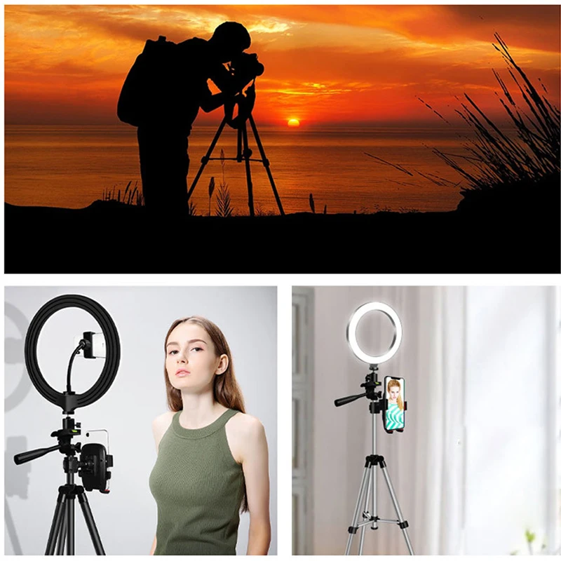 

Ring Light With Tripod Stand Bluetooth Selfie Ring Light Adjustable Phone Holder Stand for YouTube Studio Live Video