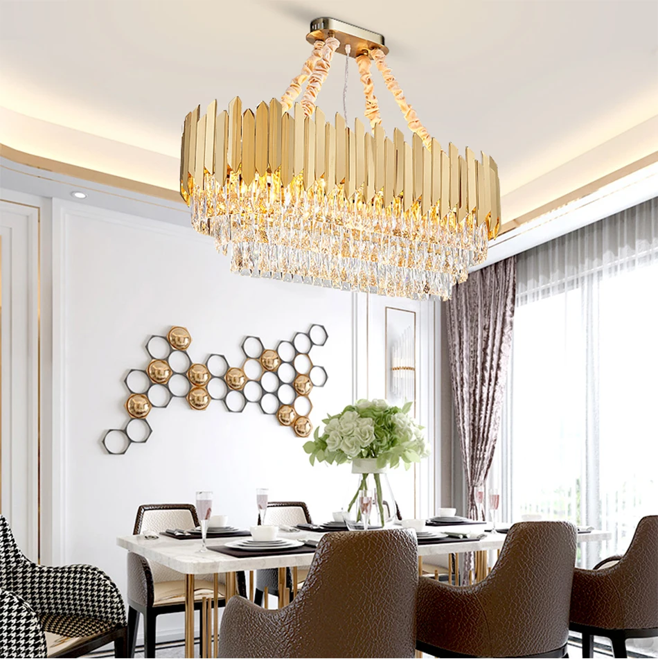 Прямоугольная хрустальная люстра, светильник ing Lustre Cristal, для гостиной, светодиодный, люстры, для кухни, остров, подвесной светильник, светильники