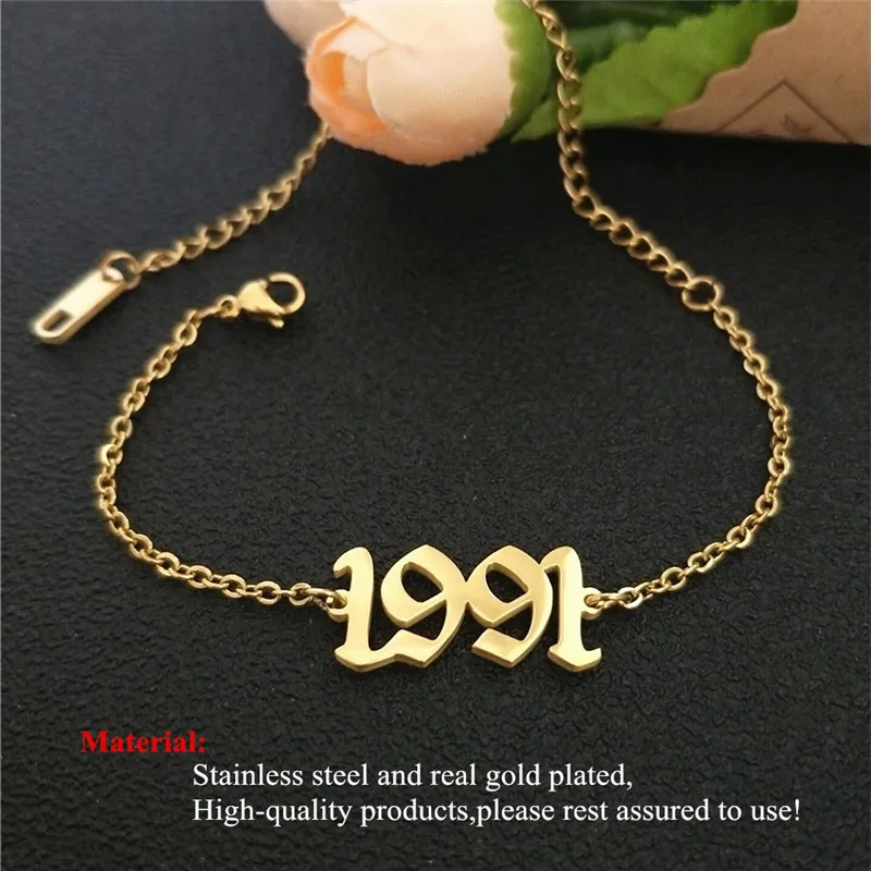 От 1991 до 2000, ножные браслеты для детей с датой рождения и цифрами в английском стиле, женский браслет BFF, ювелирные изделия, Tobilleras Pulsera Para Tobillo