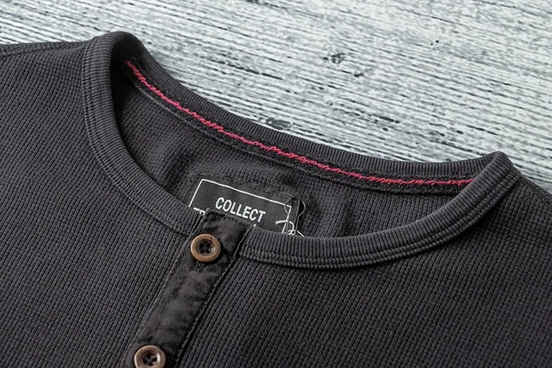 

GustOmerD 2020 Autumn and Winter New Men's T-shirt Retro Solid Color Pullover Men's Clothing O-neck Long-sleeved T-shirt Men