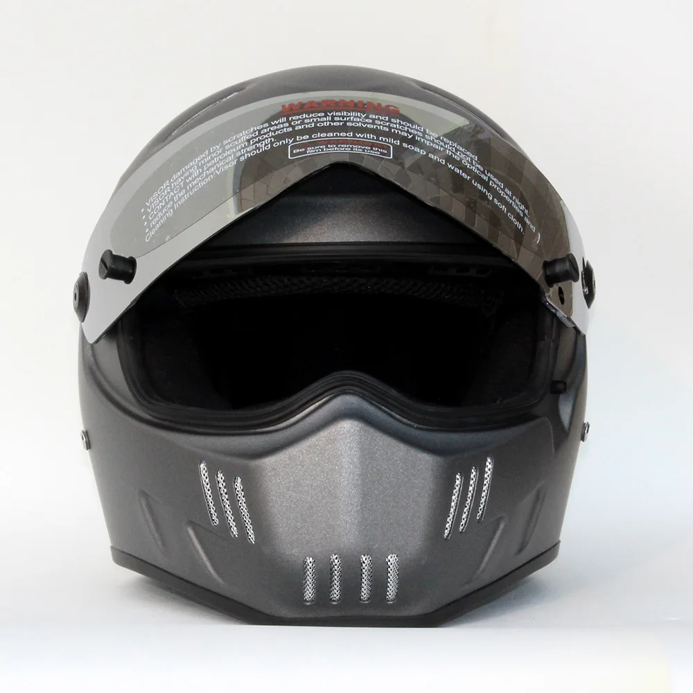 Шлем для езды на мотоцикле CRG Ретро стиль серебристый гоночный мотошлем все лицо