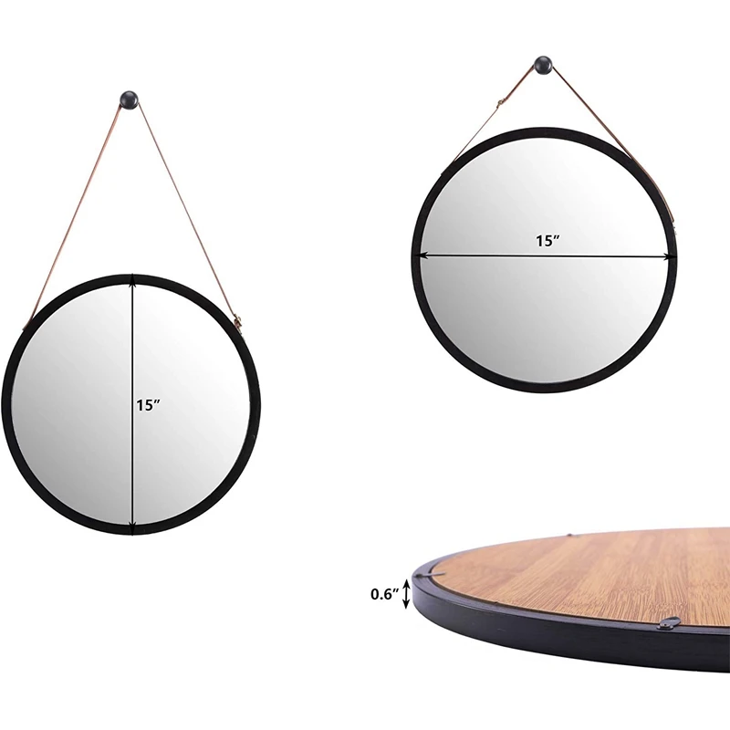 HTHL подвесное круглое настенное зеркало в ванной и спальне прочная бамбуковая