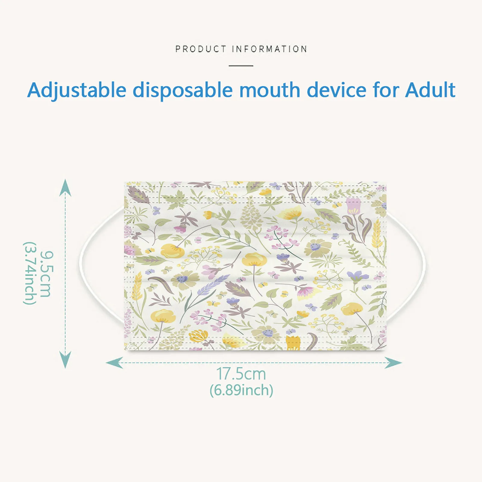 Маска для лица одноразовая с мультяшным цветочным принтом 3-слойная