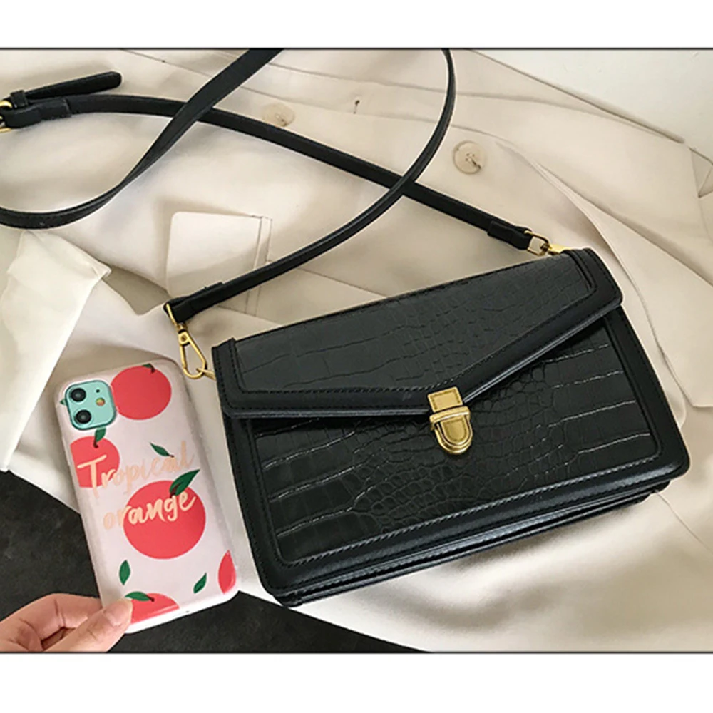 Качественные кожаные сумки через плечо с каменным узором для женщин