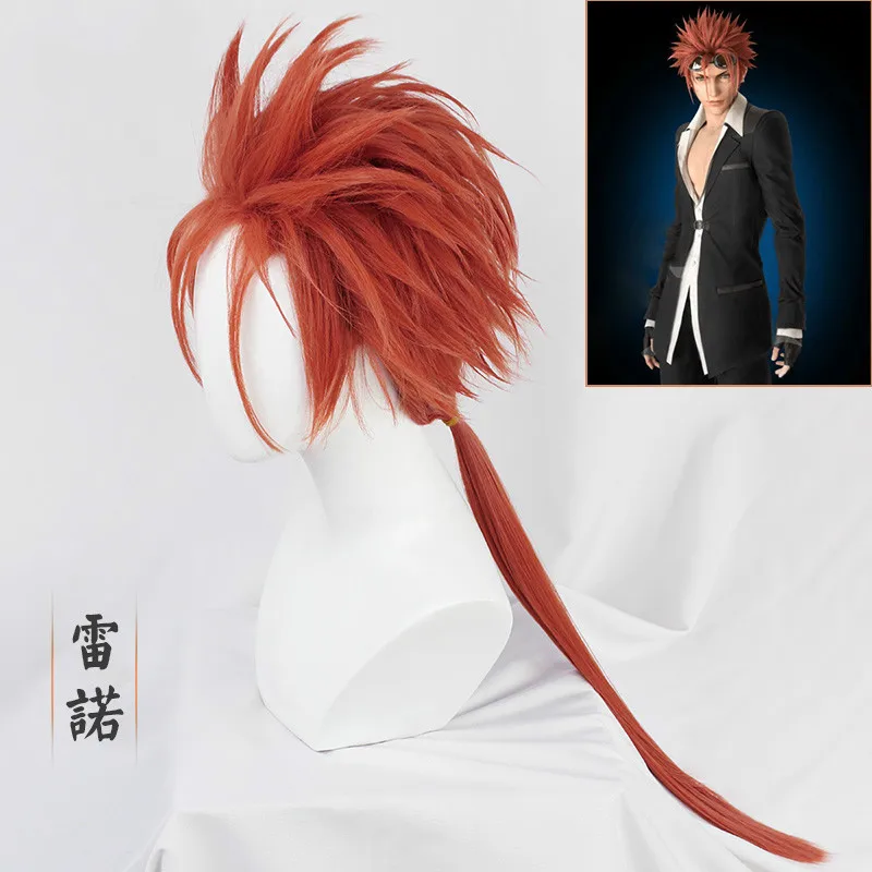

FF7 VII Reno Cosplay Red Ponytail Long Heat Resistant Synthetic Hair Costume Halloween Carnival Role Play Party + Free Wig Cap