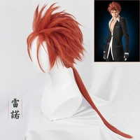 ff7 vii reno cosplay red ponytail long heat resistant synthetic hair costume halloween carnival role play party free wig cap