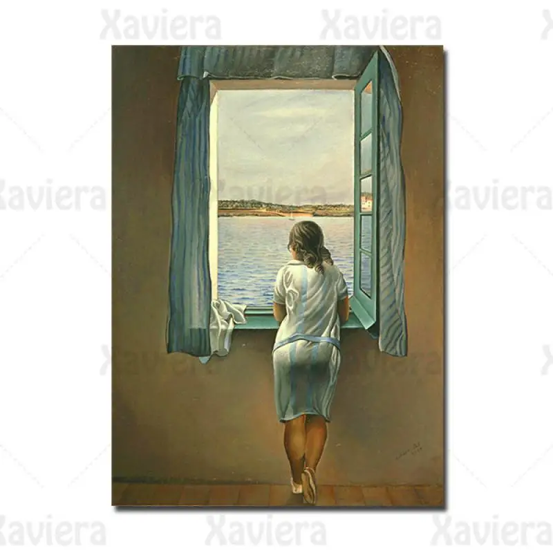 

Lonely Girl Looking Out Window Figure Oil Painting Print Decor Poster Canvas Painting Wall Picture Home Decoration Living Room