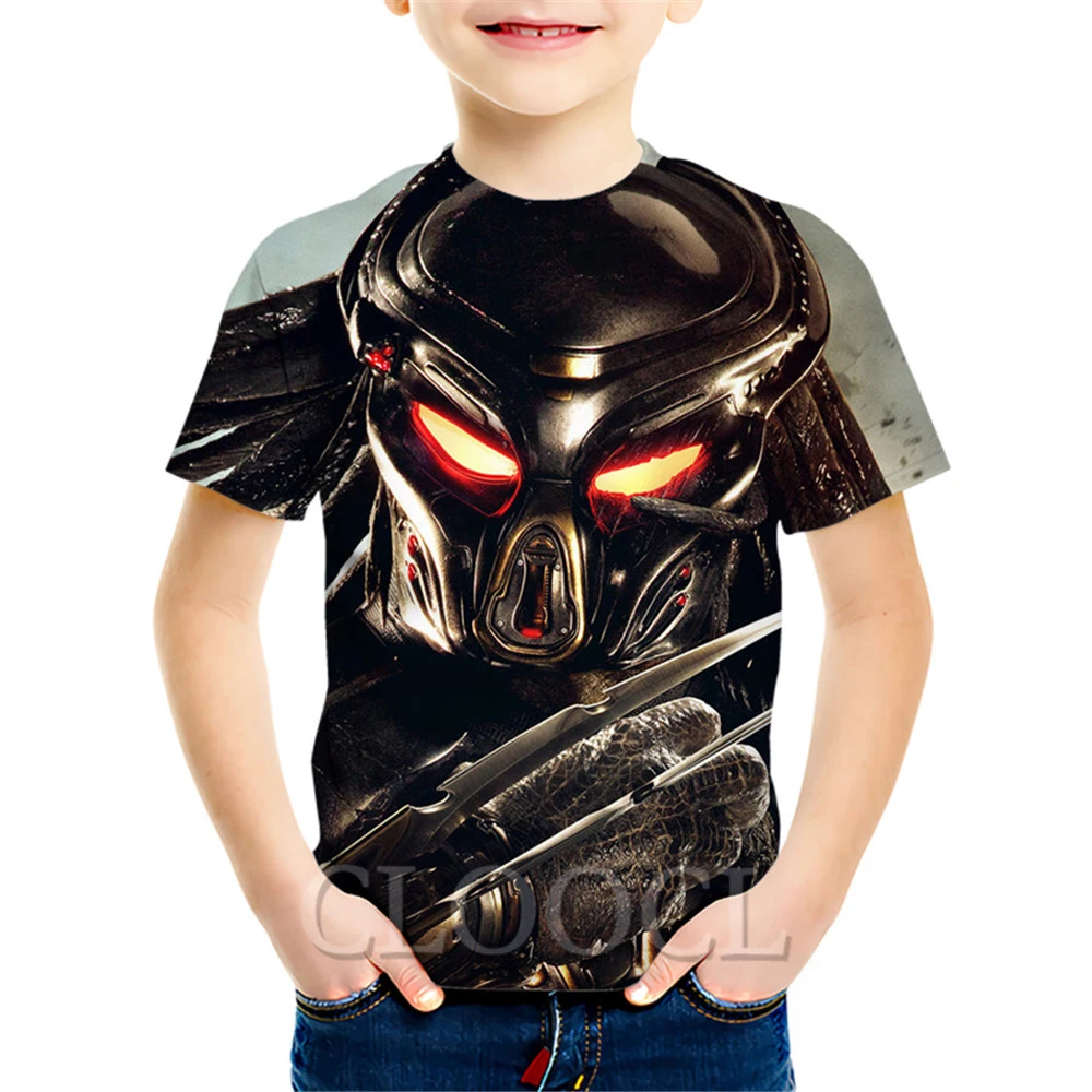 

Детская футболка CLOOCL с 3D-принтом супергероев из фильма хищник, одежда для дочери, футболки с коротким рукавом для мальчиков и девочек, пулов...