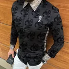 Мужская однобортная рубашка в стиле панк, Повседневная Праздничная рубашка с длинным рукавом, отложным воротником и роскошным принтом короны, осень 2019