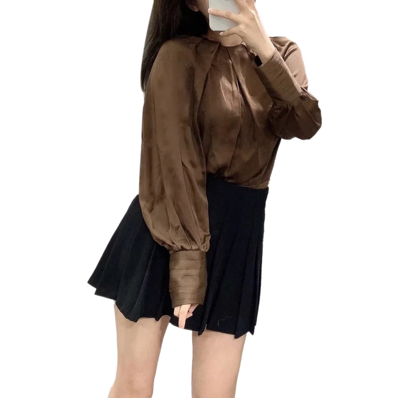 

Fashion Loose O Neck Jumpsuits Women Elegant Solid Fold Jumpsuit Women Hollow Out Long Sleeve Jumpsuits