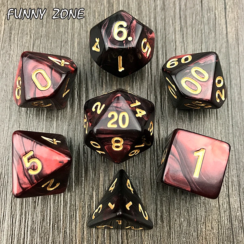 Новинка 7 шт. набор 2-цветных кубиков с эффектом туманности игральные кости DnD d4 d6 d8