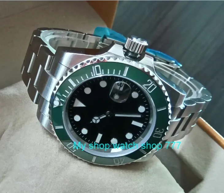 Сапфировое стекло 40 мм PARNIS черный циферблат 21 драгоценность автоматический