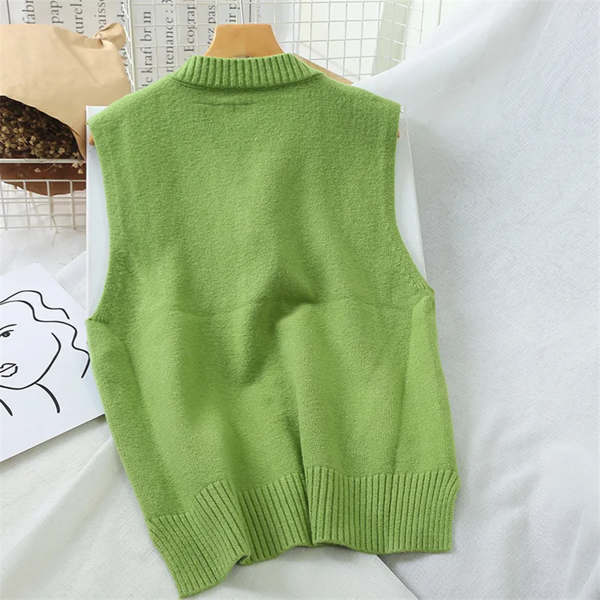 10 Colors 2020 Autumn Winter Knitted Vest Women Casual Sweater Coat Preppy Syle Sleeveless Waistcoat Outwear Chalecos Para Mujer | Женская