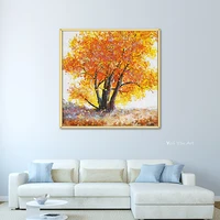 golden tree abstract canvas painting wall art handmade poster picture decorative painting living room home decoration