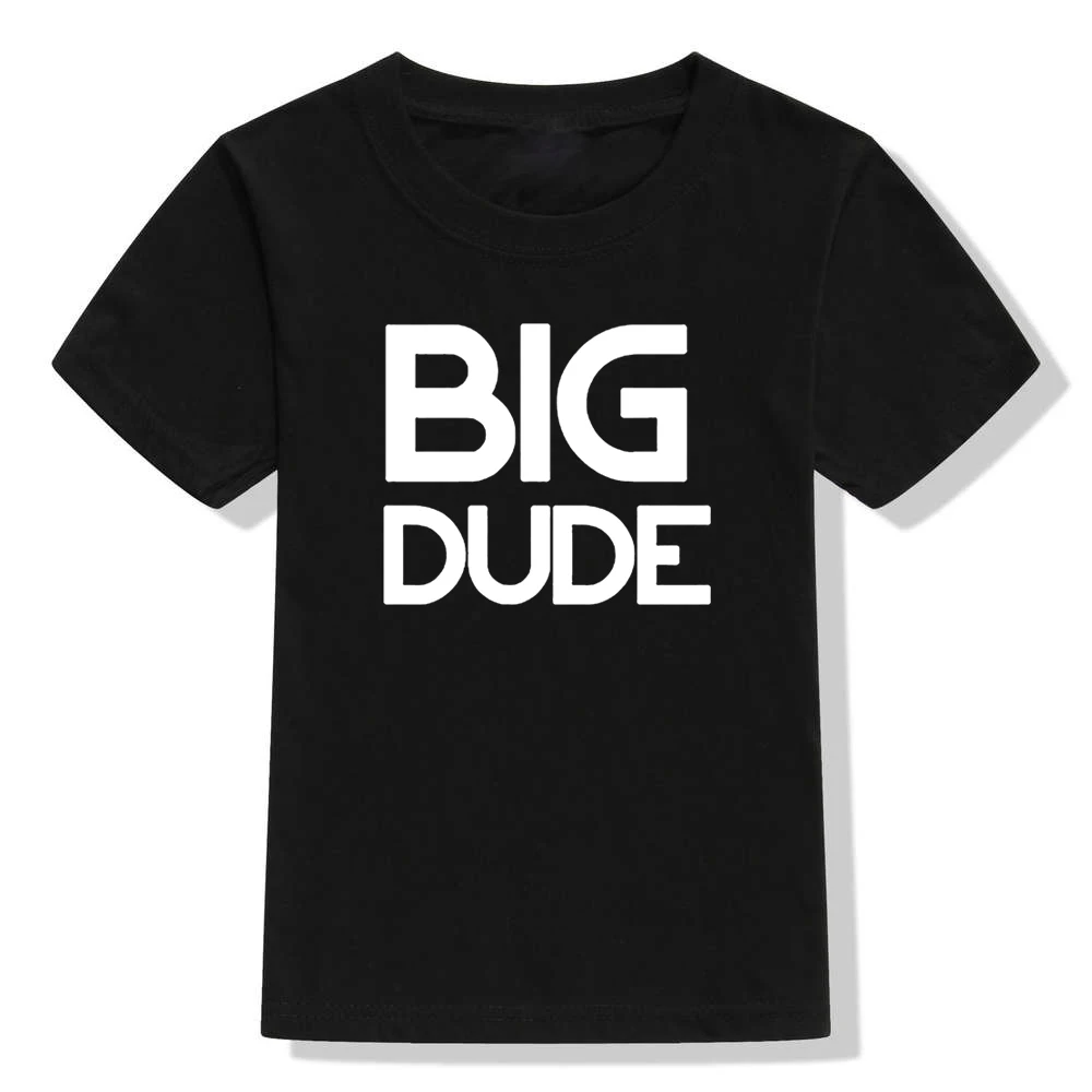 Одинаковые комплекты для всей семьи с рисунком Big Dude Little летняя футболка надписью