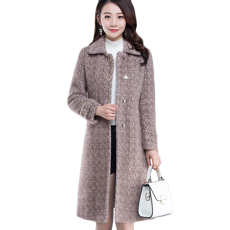 

New Womens High-end Long Warm Woolen Coats Winter Thick Imitation Mink fleece Coat Cold-Proo Parker Overcoat Casual Trench Coats