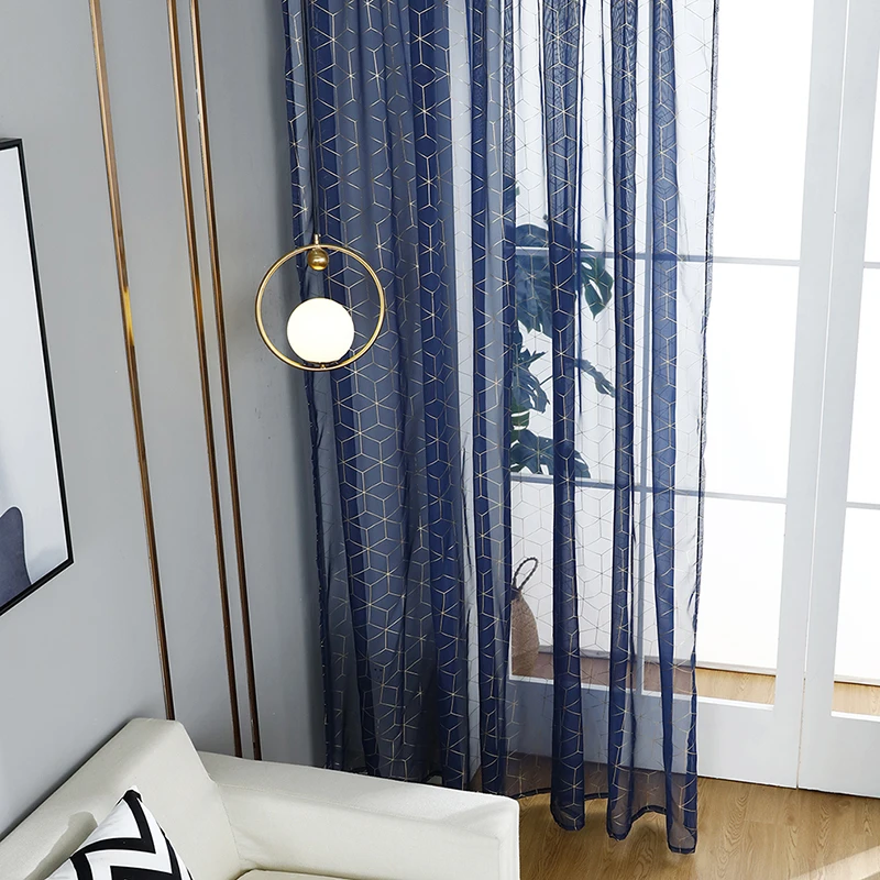 Прозрачные оконные шторы с золотым принтом для гостиной спальни современный