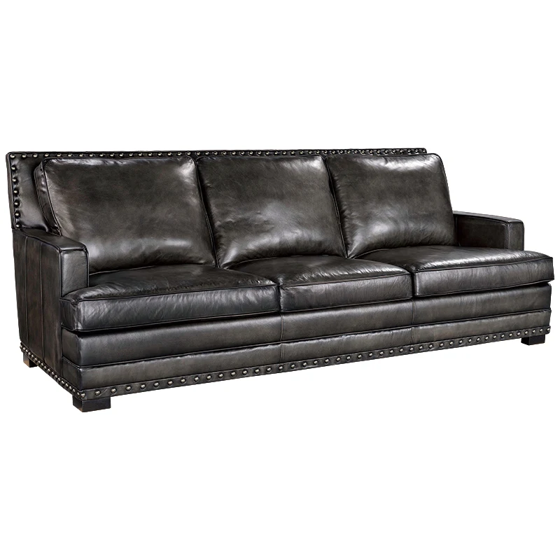 

Real leather down sofa all black color cool WA801
