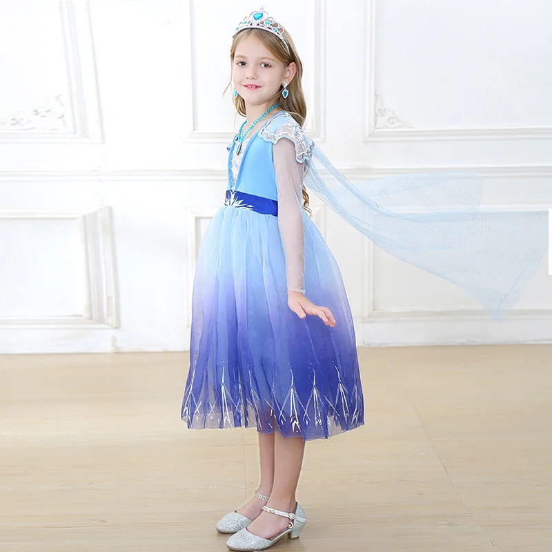 Костюм Эльзы для девочек косплей аниме Снежная королева 2 фэнтези платье