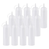 12 pack 8 oz squeeze squirt condiment bottles with twist on cap lids for sauce ketchup bbq dressing paint