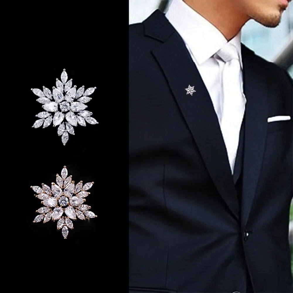 Для женщин и мужчин модные броши с фианитами в форме цветка унисекс брошь на