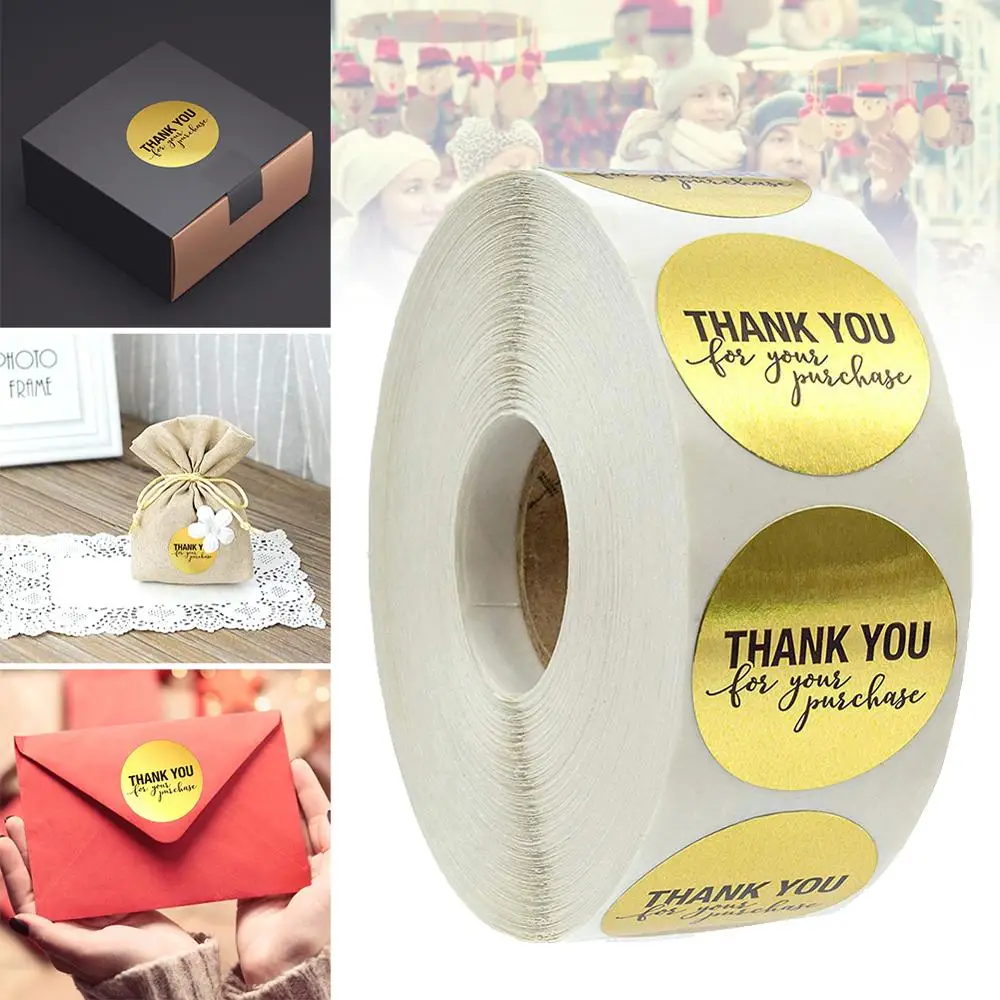 Круглые золотые &quotСпасибо за вашу покупку&quot Стикеры s сделай сам для выпечки