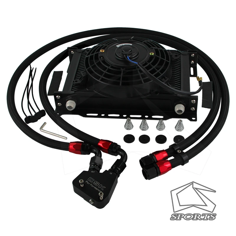 

25-рядный масляный радиатор + адаптер для сэндвич-пластины, подходящий для LS1 LS2 LS3 + 7-дюймового электрического вентилятора + кронштейна