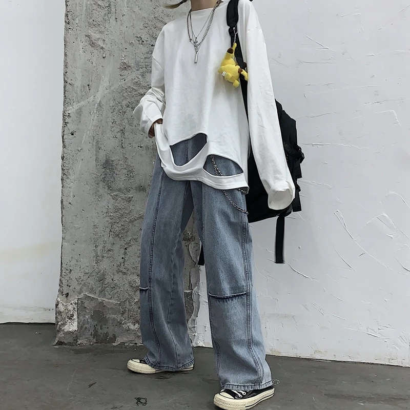 Новинка весна-осень 2020 парные простые потертые джинсы модные повседневные