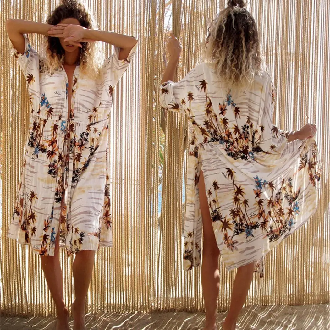 Женский Повседневный Свободный кардиган с разрезом сбоку и спереди средней