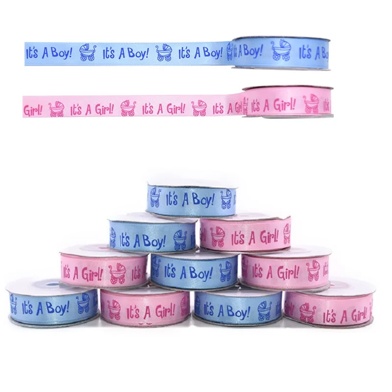 

10Yards/rolll It is A Girl Boy Satin Ribbons for Kid Children Baby Shower Birthday Party Decoration Gift Craft Wrapping Supplies