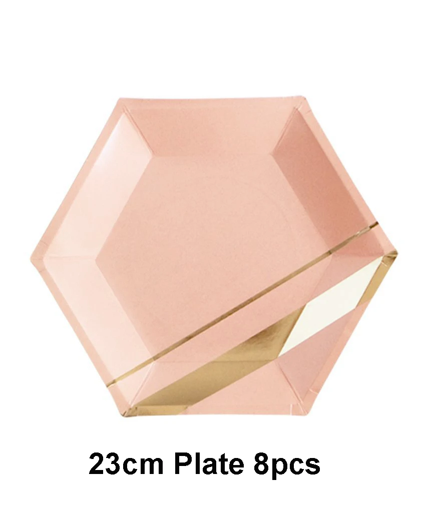 Black Pink Gold Blocking Disposable Tableware Party Paper Plates Napkins Cups Straws child Birthday Wedding New year Decor | Дом и сад