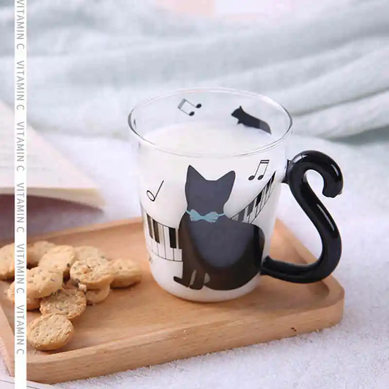 Новинка 300 мл милая стеклянная кружка с музыкальной нотой красивая ручка для