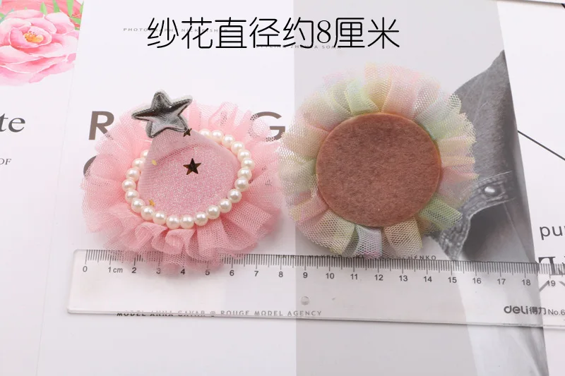 

30pc/lot Baby Girl Decor Flower Party Cap Diy Glitter Crown for Headband or hairpins Infant Baby Pom Pom HatHair Accessories