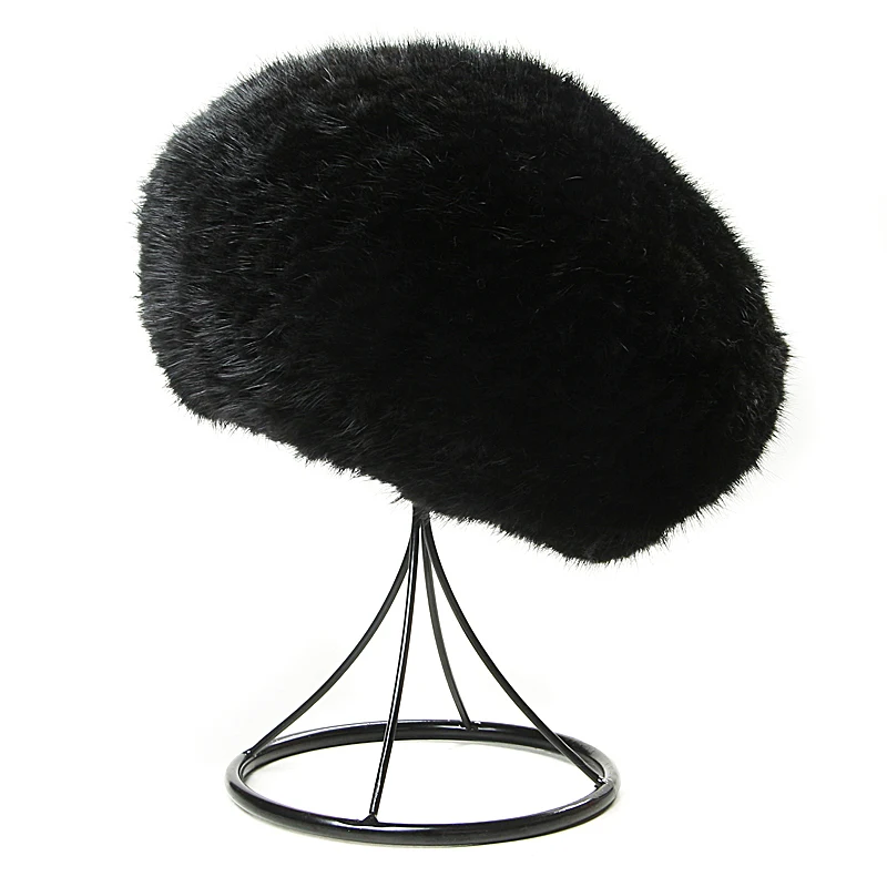 Женская шапка из натурального меха норки зимняя вязаная с ушками плотная 2020 |