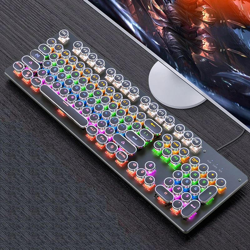 punk keyboard Механическая клавиатура черная ось синий переключатель Ретро панк игровая клавиатура мышь наушники Комплект из трех предметов кабель для рабочего стола Loptap - Цвет: punk keyboard