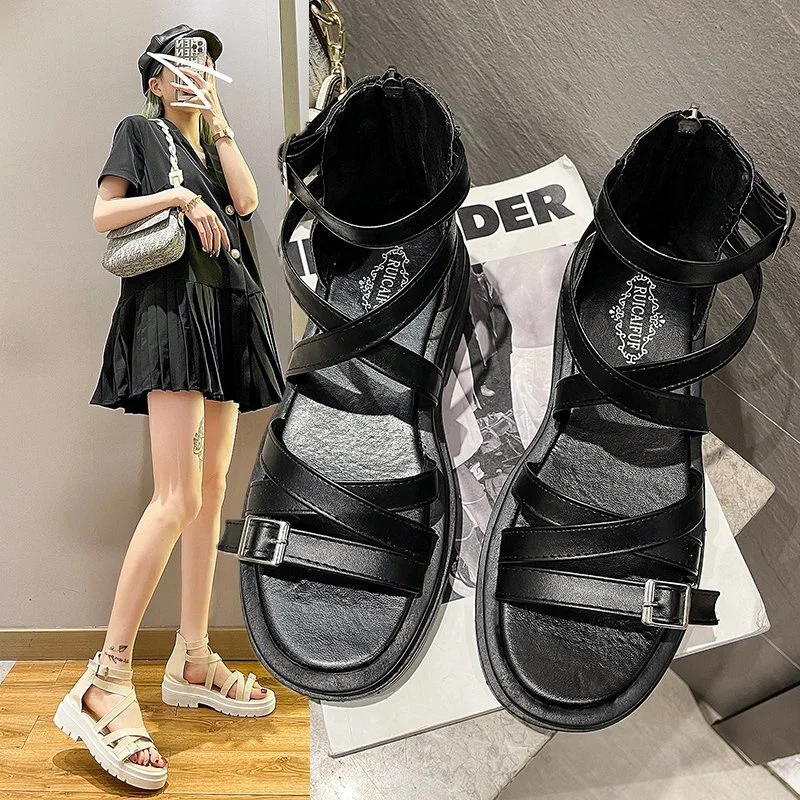 

Сандалии женские с круглым носком, босоножки на резиновой подошве, удобная повседневная обувь, однотонные, лето, 2021