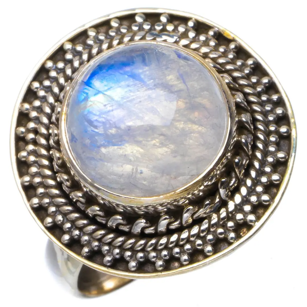 Натуральное Радужное лунное кольцо ручной работы уникальное 925 пробы Серебряное