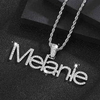 custom personalized name iced out necklace letters zirconia necklace hip pop tennis chain stainless steel jewelry for men women