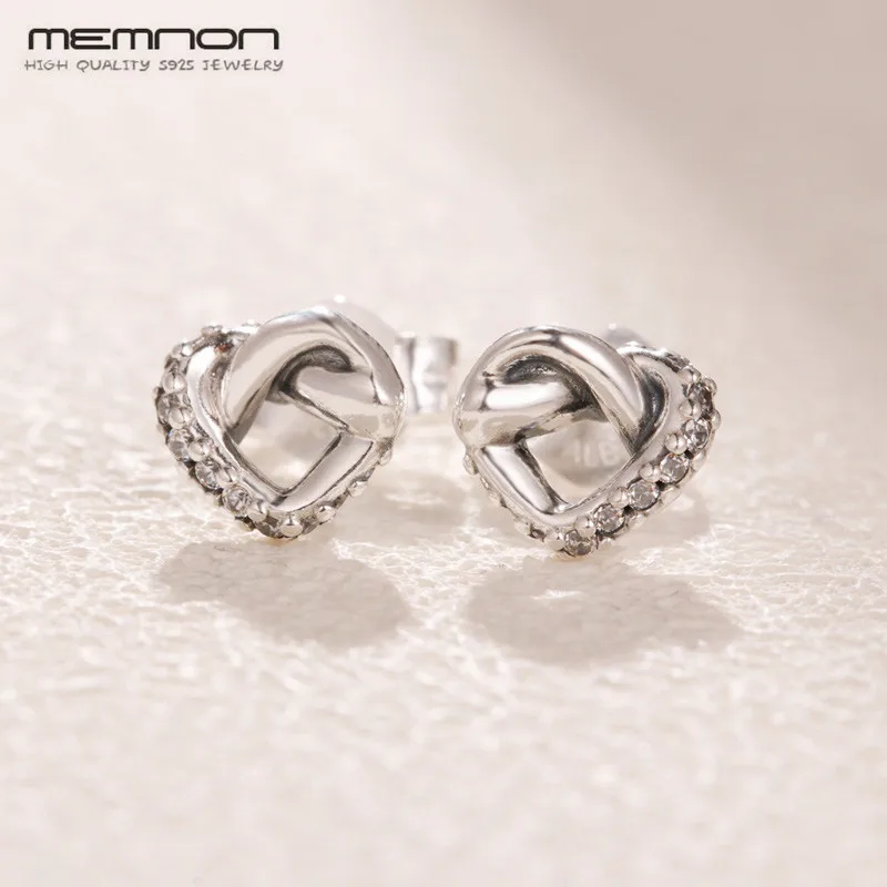 

925 sterling silver Knotted Hearts Stud Earrings for women 925 sterling silver earing brincos earings fashion jewelry brinco