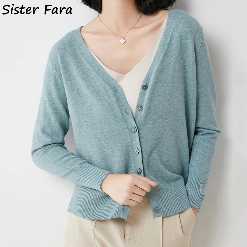 

Женский однобортный свитер Sister Fara, трикотажный Однотонный свитер с длинным рукавом и открытым стежком, весна-осень 2022