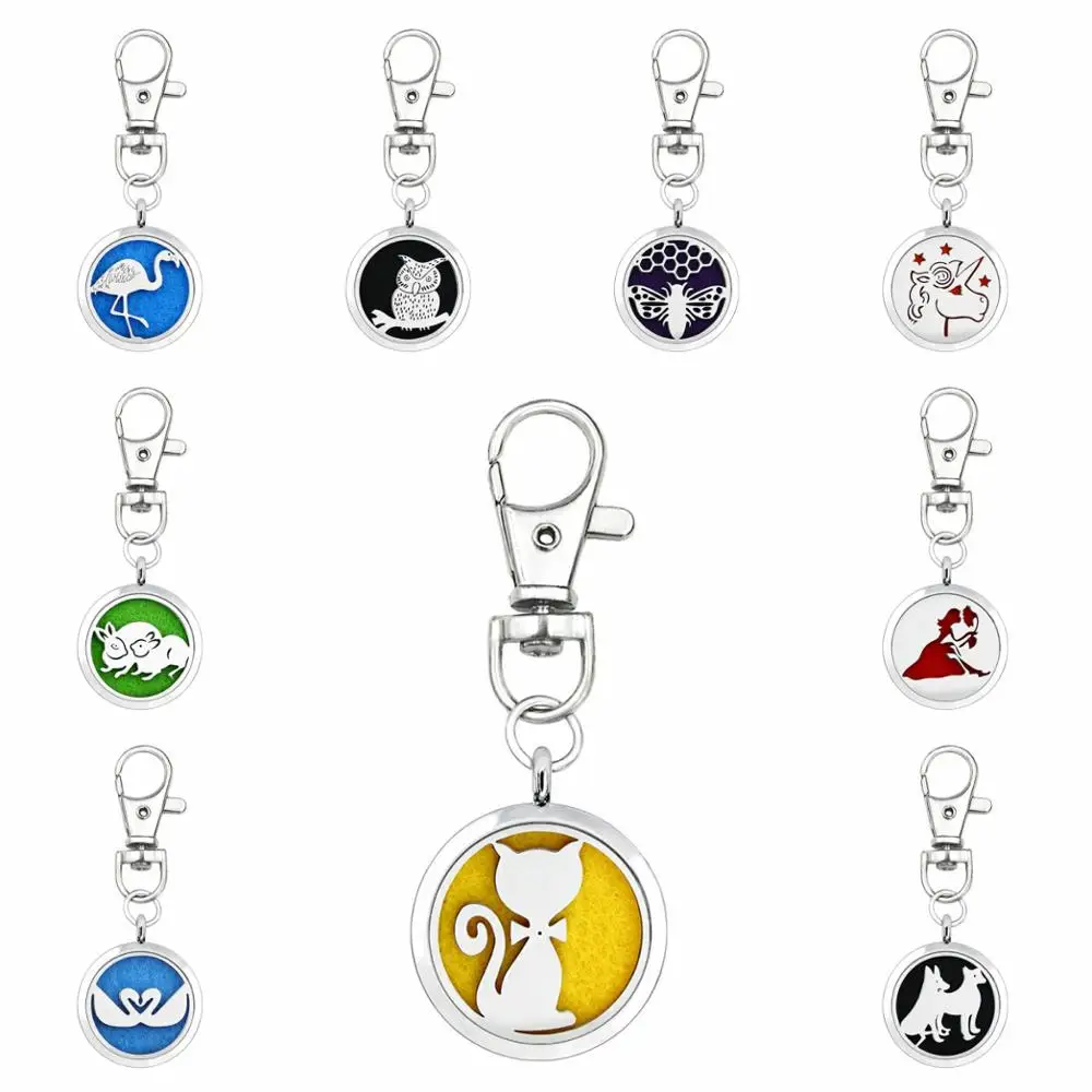 Кошачий Сова Единорог 30 мм Омар застежка брелок ароматерапия диффузор медальон