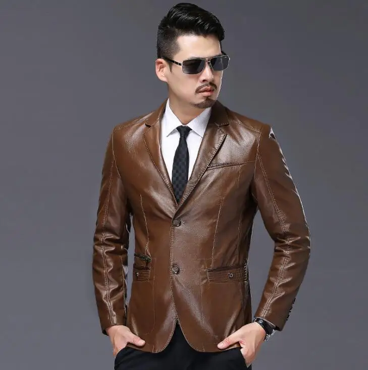 Костюмы мужская кожаная куртка мотоциклетная мужские куртки осенне-зимняя