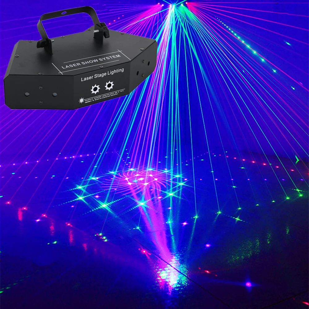 6 глаз RGB сканирующий лазер DMX512 Линейный луч + эффект узора сценическое освещение