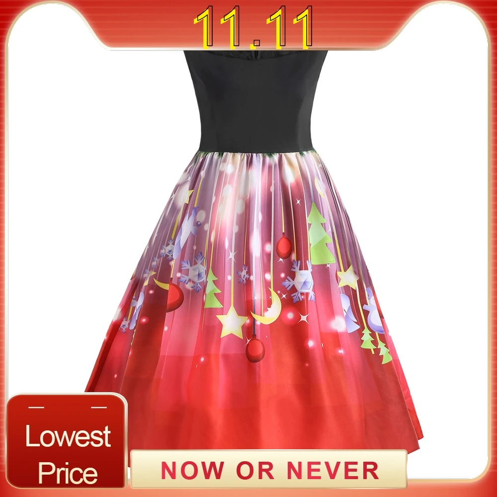 Зимние рождественские платья для женщин 50S 60S винтажный халат качели Pinup