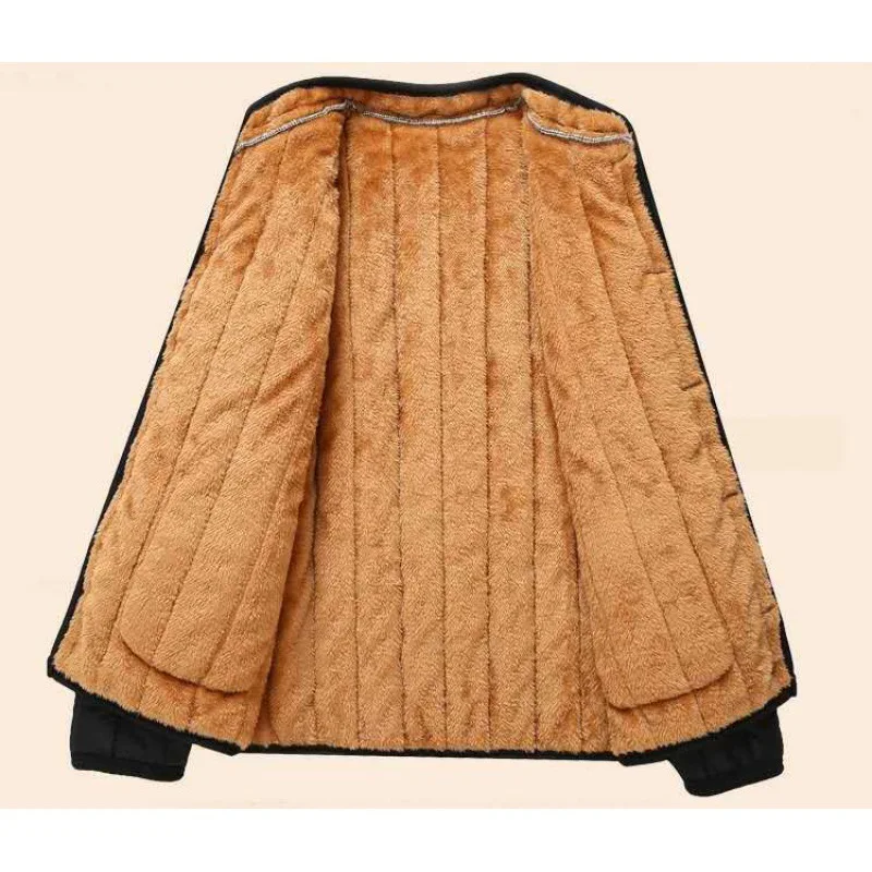 Winter New  Middle-Aged Elderly Cotton-Padded Jacket Stand-Up Collar Plus Velvet Thick Padded Jacket