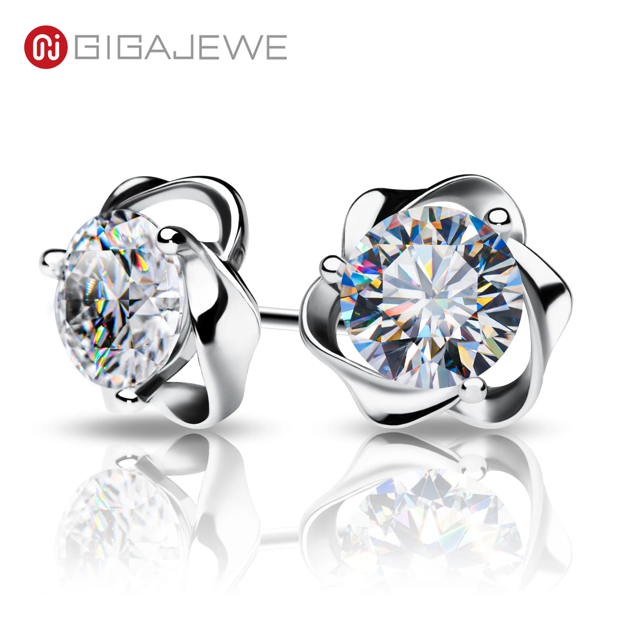 GIGAJEWE Moissanite EF цвет VVS1 всего 1.0ct 925 серебряные серьги 18K позолоченные алмазные пробы